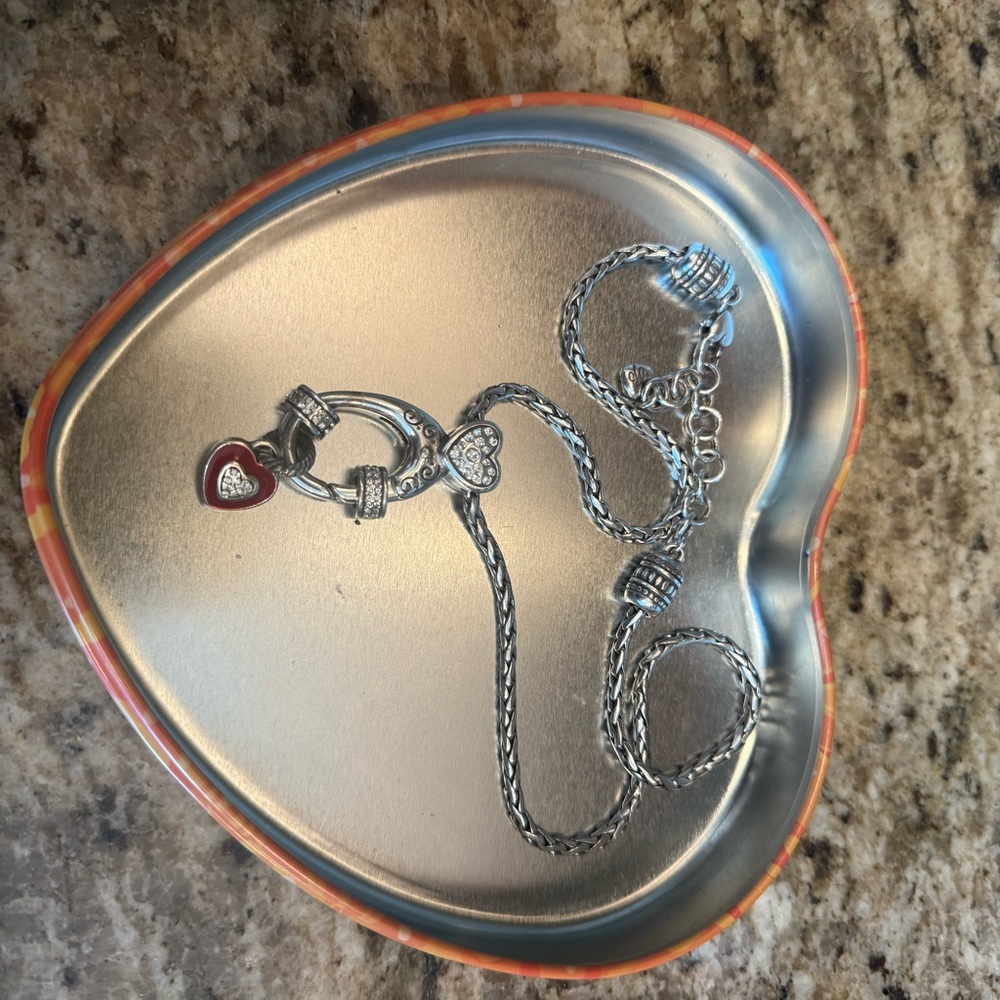 Brighton Silver and Red Heart Necklace